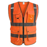 XIAKE 9 Pockets Class 2 High Visibility Reflective Safety Vest for Men Women,Meets ANSI/ISEA Standard(Orange,Small)