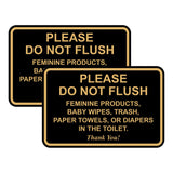 All Quality Classic Framed Please Do Not Flush Thank You Bathroom Etiquette Sign - 5 x 7 (Black-Gold) 2 Pack