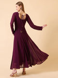 Wedani Georgette Printed One Piece Dress For Women Purple,PURPLE,M,Georgette,Fit And Flare,