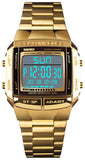 Mastop Mens Digital Watch Sports Alarm Stopwatch Business Watches Square Waterproof Men'S Wrist Watches, Gold, Chronograph,Digit