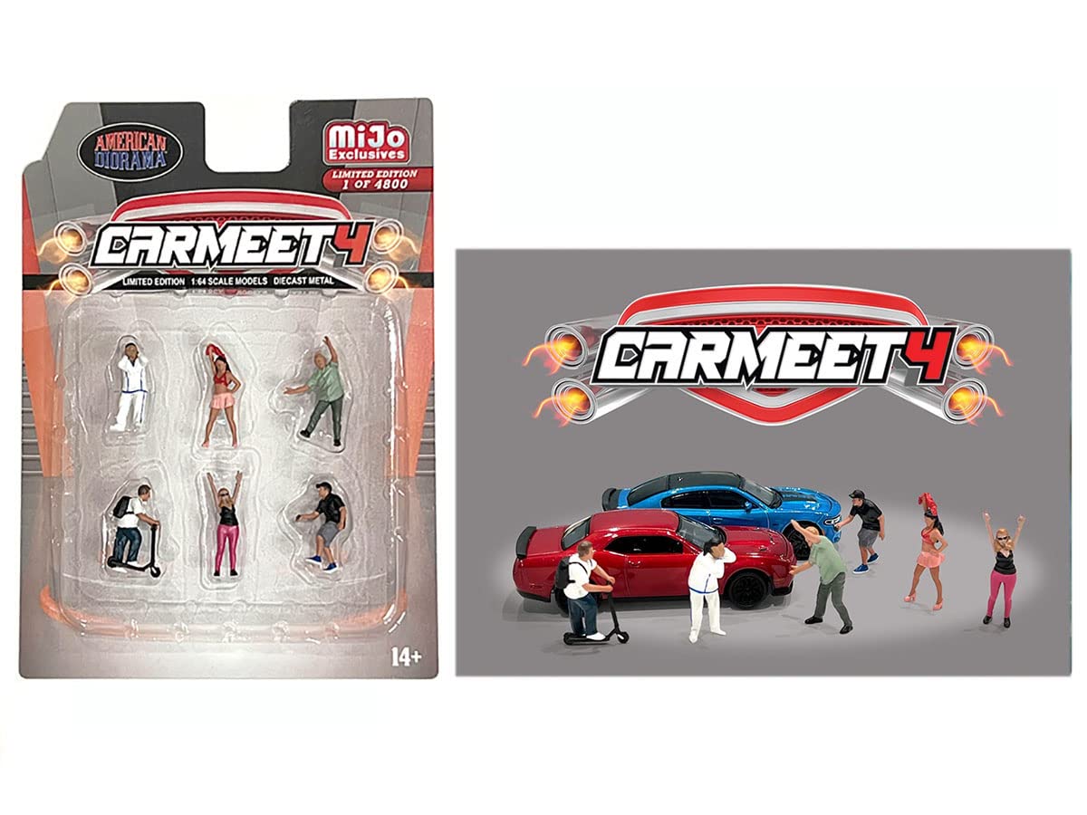 'Car Meet 4'' 6 Piece Diecast Figure Set For 1/64 Scale Models By American Diorama