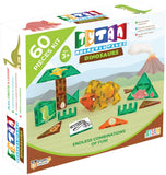 Tytan TILES Dinosaurs 60-Piece Magnetic Tiles Building Set, Dino Safari Land Kids STEM Toy, Creative Play, Shape & Pattern Recog