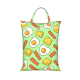 Cartoon Bacon Eggs Travel Laundry Bag With Zipper, Waterproof Polyester Dirty Clothes Bag With Handle For Gym, Beach, Camping An
