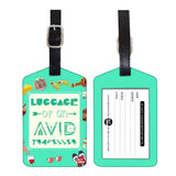 Nutcase Designer Luggage Travel Baggage Tags Set Of 2 With Name Card Inside Avid Traveller (Green)