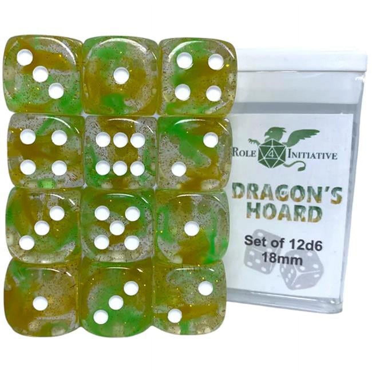 Role 4 Initiative D6 18Mm Dragon'S Hoard W/White (12)