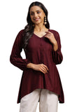 Libas Women'S Woven Design A-Line Kurtis (29132_Wine