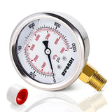 BPSSDI 0-1000 Psi Glycerin Liquid Filled Hydraulic Pressure Gauge, 2.5 Dial Size, 1/4 NPT Lower Mount, 304 Stainless Steel Case,