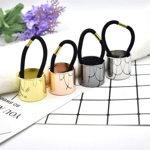 Healthcom 4 Pcs Metal Circle Cuff Hair Ties Hair Rope Hair Band, Gothic Punk Metal Elastic Hair Clips, Fashion Hair Accessories