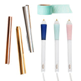 We R Memory Keepers Foil Quill Tool Freestyle Starter Kit, Includes Fine, Standard, and Bold Tip Pens, Foil Rolls in Gold, Silve