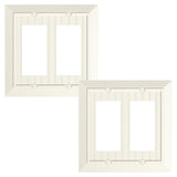 2-Pack Classic Beadboard Decorative Double Decorator Outlet Cover Plate, Light Almond Unbreakable Polycarbonate Wall Plates for 