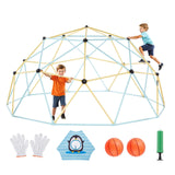 VEVOR Climbing Dome, 10FT Geometric Dome Climber, 1000LBS Loading Jungle Gym Playground with 2 Basketballs & Octopus Net, Easy-A