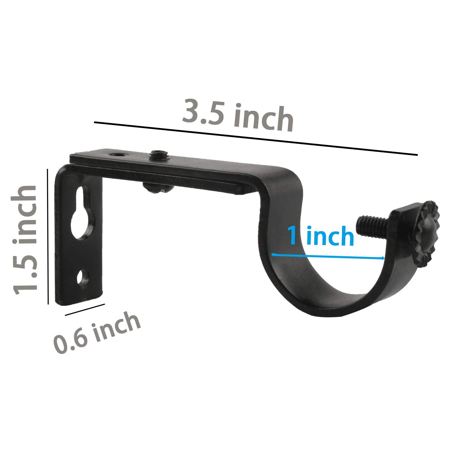 10 Pieces of Adjustable Curtain Rod Brackets, Eau Heavy Duty Black Curtain Rod Holders for Maximum 1 Inch Rod, Wall-Mounted Meta