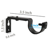 10 Pieces of Adjustable Curtain Rod Brackets, Eau Heavy Duty Black Curtain Rod Holders for Maximum 1 Inch Rod, Wall-Mounted Meta