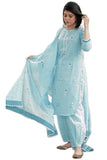 Gosriki Women'S Rayon Blend Hand Block Printed Straight Kurta With Pant & Dupatta (Ragsri Ice Blue-Vks02-Gs_L_Sky Blue_Large),Blue,,B0DC6L8WQJ