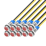Gebildet 10Pcs 6mm 1/4 LED Metal Indicator Light 110V-220V/AC Waterproof Signal Lamp (Red)