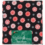 Fat Quarter 100% Cotton for Sewing Crafts - 18 x 21 Inches (Christmas Peppermints)