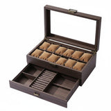 Enakshi (LABEL) PEXORVA Padded Cushions Watch and Jewelry Box Drawer Design 12 Slot Watch Box Band Roll Insert Display Case Meta