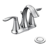 Moen Eva Chrome TwoHandle Centerset Bathroom Sink Faucet with Drain Assembly for 3hole Installation Setups, 6410