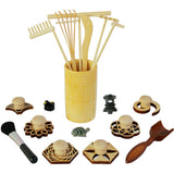Zen Garden Rake Stamp Tools - Meditation Rock Sand Garden Accessories - Office Desktop Mini Zen Gifts For Man Women Bamboo Rakes