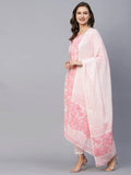 Anni Designer Women'S Cotton Blend Straight Printed Kurta With Pant & Dupatta (Prem Pink_Xl_Pink_X-Large),Pink,XL,Cotton Blend,Regular,Kurta, Pant & Dupatta