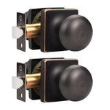 GOBEKOR 2 Pack Passage Door Knobs Oil Rubbed Bronze Keyless Interior Door Knob with Lock Square Closet Door Knobs Stainless Stee