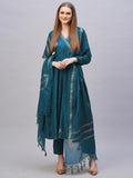 Anni Designer Women'S Rayon Blend Anarkali Printed Kurta With Pant & Dupatta (Berlin Kerosin-Nb_S_Dark Blue_Small),Dark Blue,S,,,