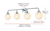 Living District Hanson 4-Light Metal Bath Sconce In Black And Frosted