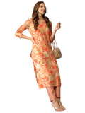 Gosriki Women'S Cotton Blend Straight Printed Kurta With Pant (Nissu Orange-Nj-Gs_Xl_Orange_X-Large),Orange,,B0D3BXL5RC