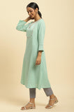 W For Woman Women'S Cotton Solid Regular Kurta (23Auw19871-220625_Mint Blue_12)