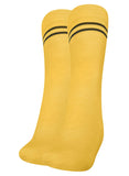 Mukhaksh (Pack Of 1 Pairs Boys Kids Yellow Socks With Black Stripes Border Lining, Yellow With Black Stripes Calf Length Long Sc