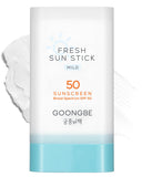 GOONGBE Fresh Sun Stick Mild SPF 50 - No White Cast Zinc Oxide Mineral Sunscreen Stick Balm - Non Greasy Soft Matte Finish - Tra