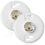Saysurey 2 Pcs E26 Medium Base Ceiling Lamp Holder Keyless Light Sockets White Bulb Socket Incandescent Fluorescent CFL Lamp Hol