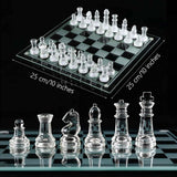 10*10 Glass Chess Set Frosted and Clear Pieces Felted Bottom for Adult and Teens(Gift for Game Education)