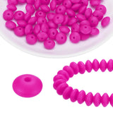 HARFINGTON 100Pcs Silicone Beads 12mm Lentil Rubber Focal Beads Bulk for Pens Keychain Bracelet Necklace DIY Crafts Making, Rose