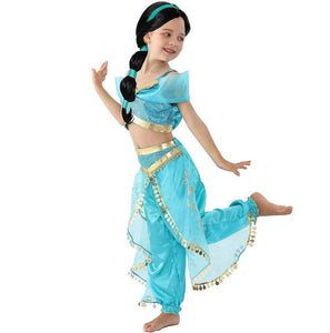 Arabian Princess Wig for Girls Jasmine Braid with Princess Tiara Princess Dress Up Costume Cosplay Halloween Accessories for Kid