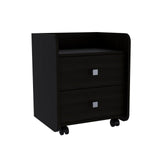 Tuhome Aura Nightstand, Metal Handle, Two Drawers, Superior Top -Black