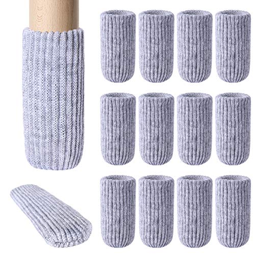 24 Pcs Furniture Leg Socks - High Elastic Knitted Chair Leg Floor Protectors, Thickening Gray Chair Leg Covers Set, Move Easily 