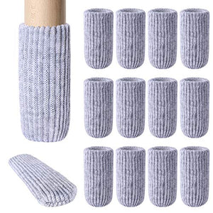 24 Pcs Furniture Leg Socks - High Elastic Knitted Chair Leg Floor Protectors, Thickening Gray Chair Leg Covers Set, Move Easily 