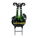 HONGLAND Halloween Decorations Witch Cauldron Garden Stake, Witch Feet Cauldron Eyeball Black Cat Halloween Decor for Outdoor Po