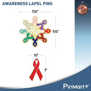 PinMart Awareness Enamel Lapel Pin - Nickel Plated Red Ribbon Pin - Heart Disease Prevention and Awareness Ribbon - Jewelry Broo