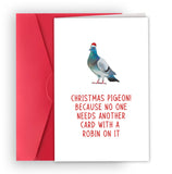 Unique Pigeon Christmas Card, Funny Pigeon Christmas Gifts for Women Men, Xmas Bird Card for Him Her Friend Family