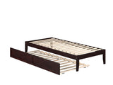 AFI Colorado Twin XL Size Platform Bed with Twin XL Trundle and Charging Station in Espresso