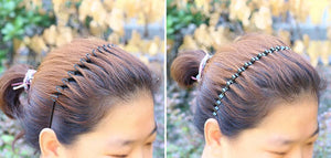 Teppylony 5 Pcs Men Women Sports Headband Unisex Black Wavy Metal Hair Hoop Headwear Accessories