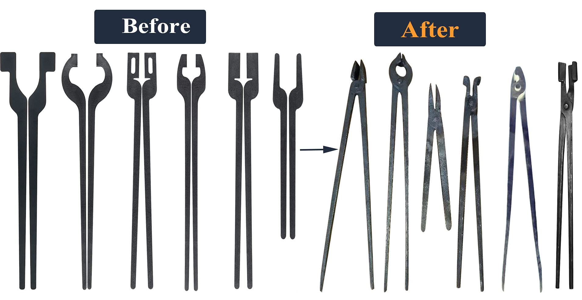 Alvade 6 Set DIY Rapid Tongs Bundle Set Six Type of Tong Bundles Set Comes with 7 Stainless Steel Rivet for Blacksmith Beginner