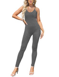 Amilia Womens Spaghetti Strap Bodycon Tank One Piece Jumpsuits Rompers Playsuit (XL, Dark grey Flecked)