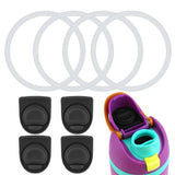 4pcs Water Bottle Seal Circle & 4pcs Replacement Stopper, Silicone O Circle Rubber Lid Gasket Parts for Owala Free Sip 19oz 24oz