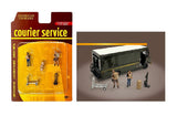 American Diorama Courier Service 5 Pc Diecast Figures Set (2 Worker Figures And 3 Accessories) Ltd Ed To 4800 Pcs For 1/64 Scale
