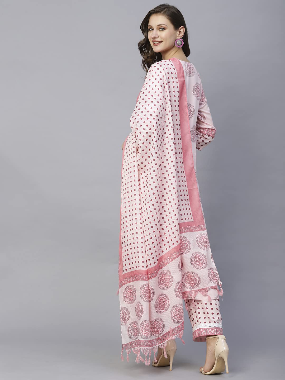 Gosriki Women'S Cotton Blend Straight Printed Kurta With Palazzo & Dupatta (Chhapa-Pink-Nw-Gs_Xxl_Pink_Xx-Large),Pink,2,B0C55JCGGW