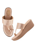 Shoetopia Classic Heeled Rose-Gold Kolhapuri For Women & Girls /Eu38,Rose-Gold,5,B0DRJD3Z52