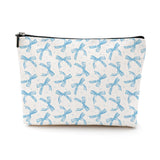 LONGXIN Coquette Makeup Bag Trendy Teen Girls Gifts Blue Bow Pouch Bag Gift for Women Aesthetic Cosmetic Bag Preppy Stuff Trendy
